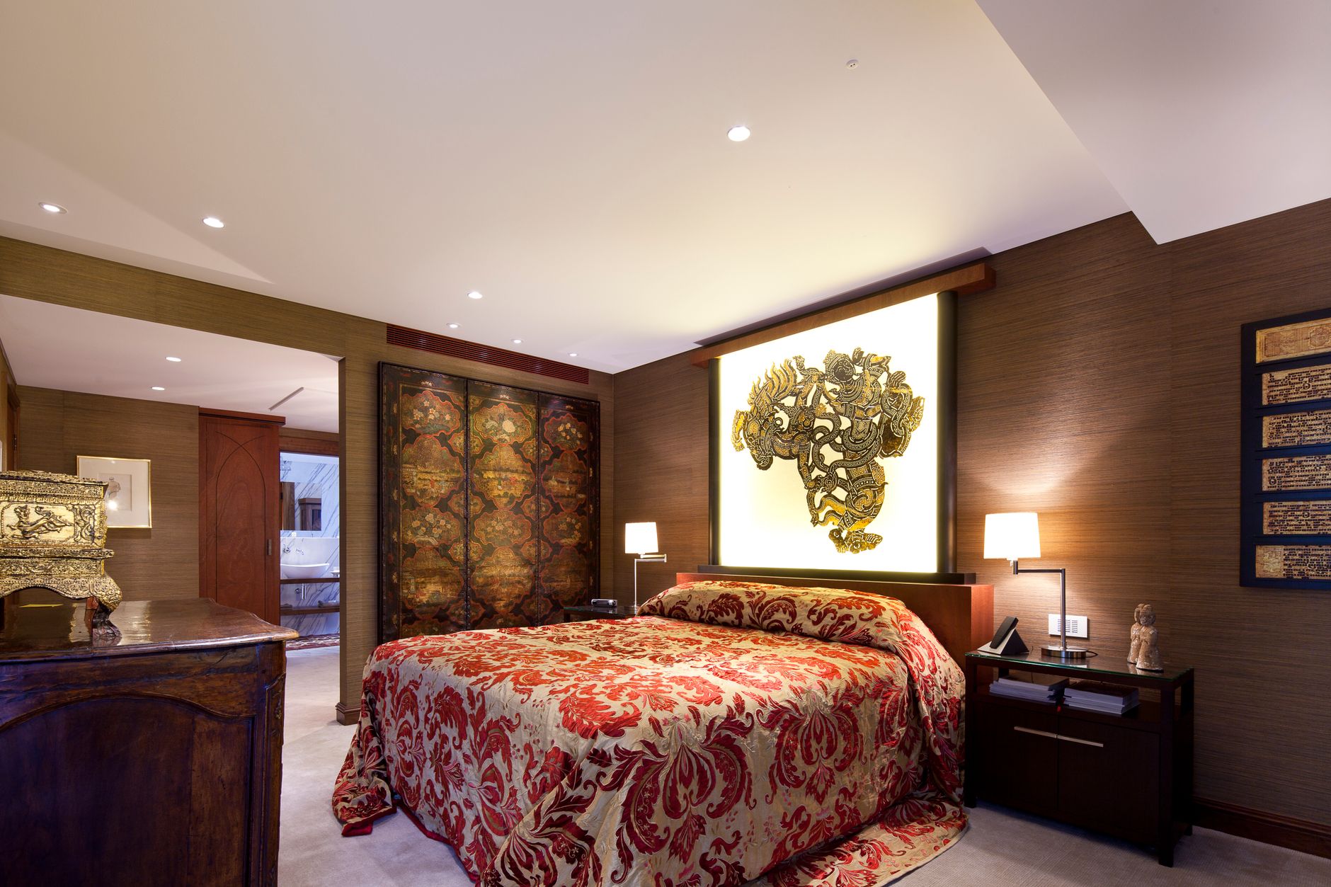 cover stomach while sleeping – traditional Chinese bedroom with silk bedding